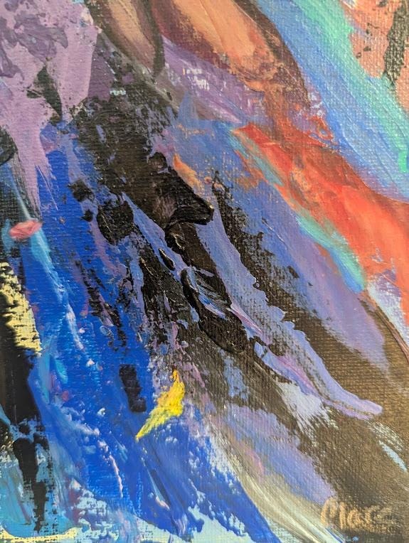 Uncontained , Original 11x14 Abstract Floral Painting, detail 3