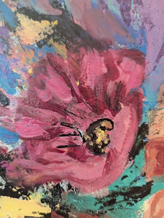 Uncontained , Original 11x14 Abstract Floral Painting, detail 5