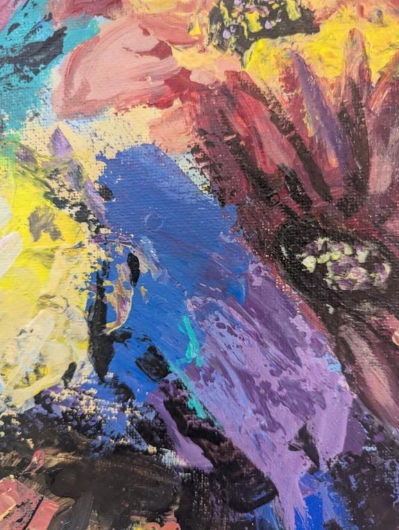 Uncontained , Original 11x14 Abstract Floral Painting, detail 6
