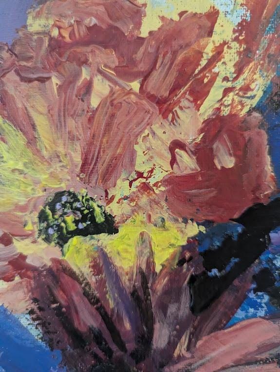 Uncontained , Original 11x14 Abstract Floral Painting, detail 7