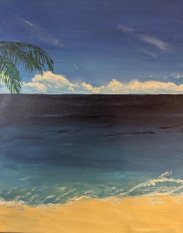 Endless Blue Seascape , Original Acrylic Ocean Painting (16x20 inches), detail 2