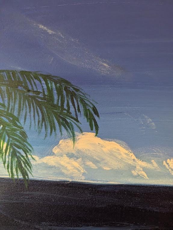 Endless Blue Seascape , Original Acrylic Ocean Painting (16x20 inches), detail 3
