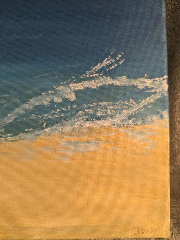 Endless Blue Seascape , Original Acrylic Ocean Painting (16x20 inches), detail 4