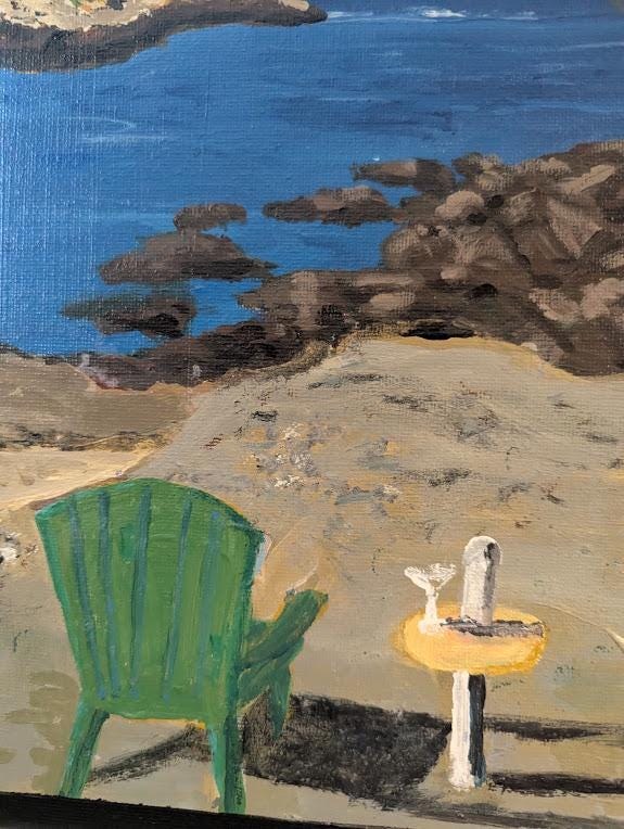 Original 11x14 New England Coastal Painting | Rocky Cove Seascape | Beach, detail 3