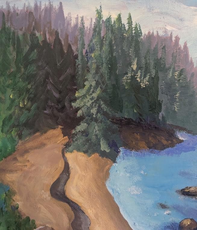 Out of the Woods , Original 16x20 California Coastal Landscape Painting, Redwood Forest and Ocean, detail 4