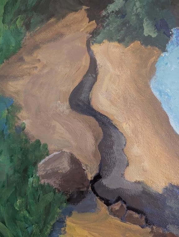 Out of the Woods , Original 16x20 California Coastal Landscape Painting, Redwood Forest and Ocean, detail 5