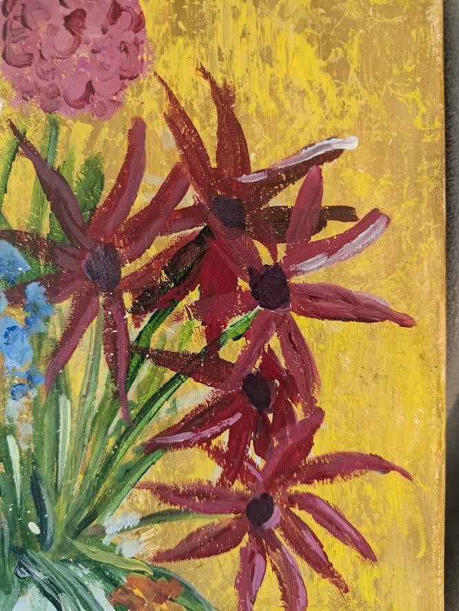 Original Acrylic Painting, Blue and White Vase, Floral Still Life (20x24 inches), detail 6