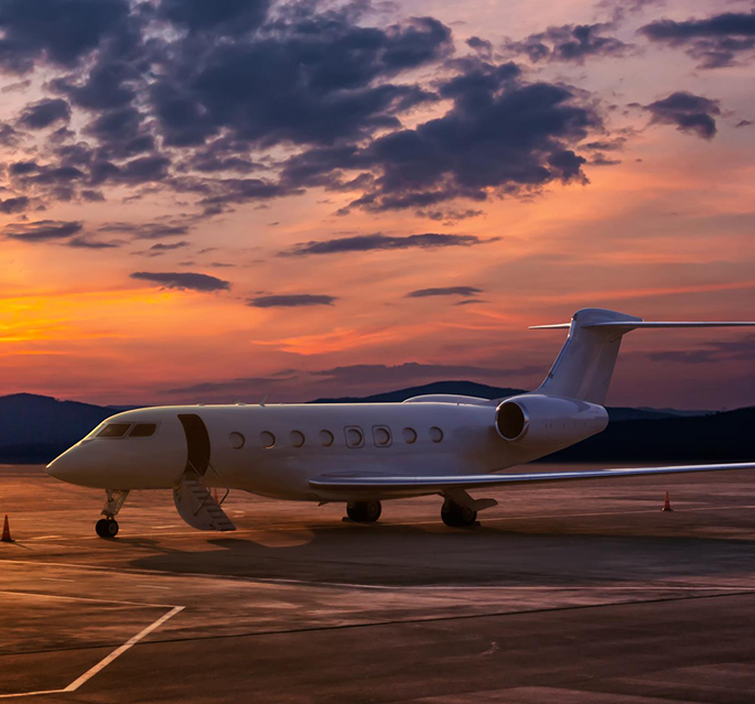 Private aircraft on the apron