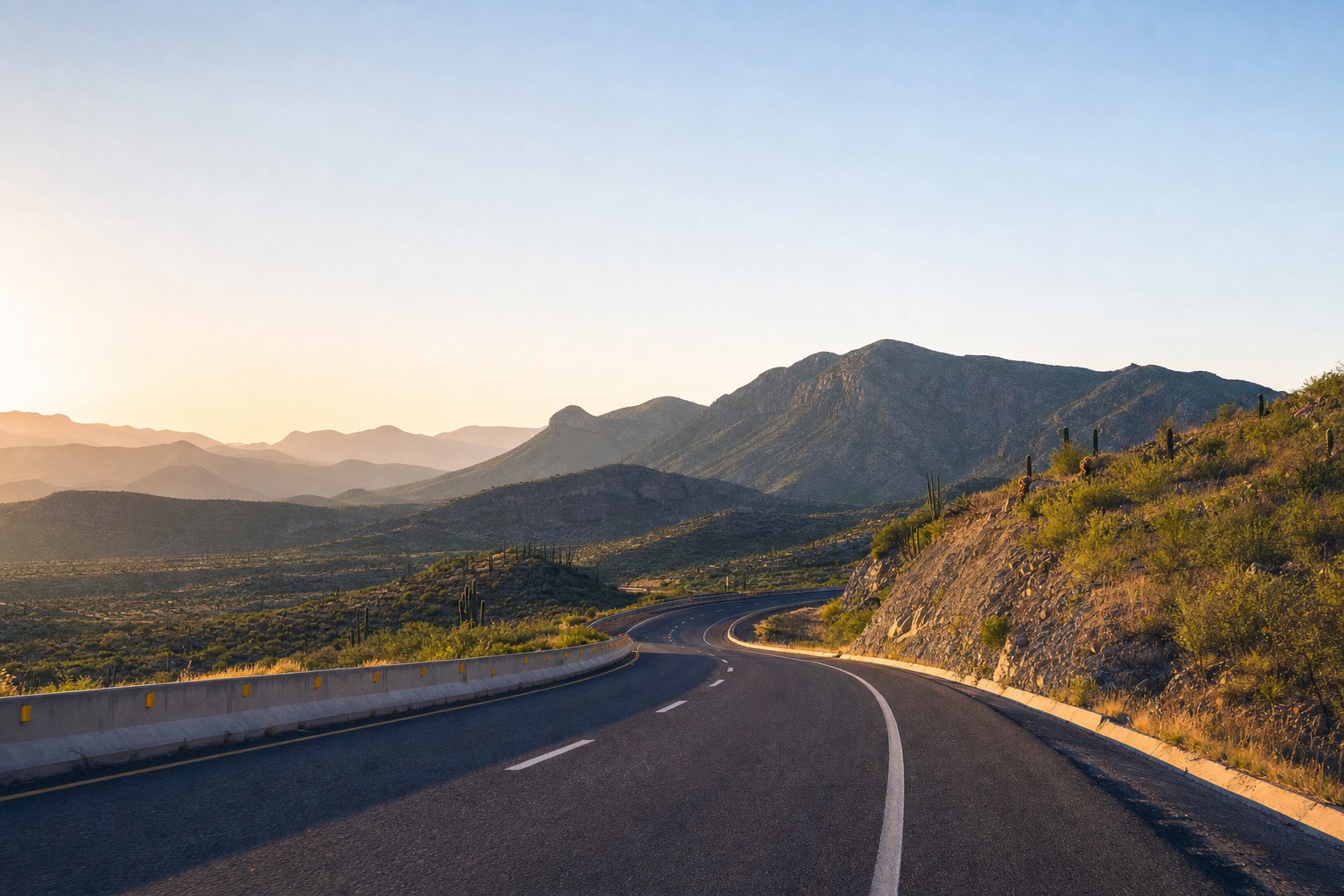 A scenic highway through northern Mexico mountains