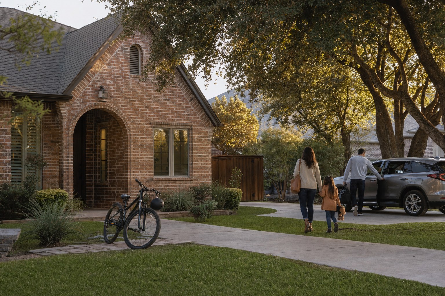 A well-kept West Texas home at late afternoon