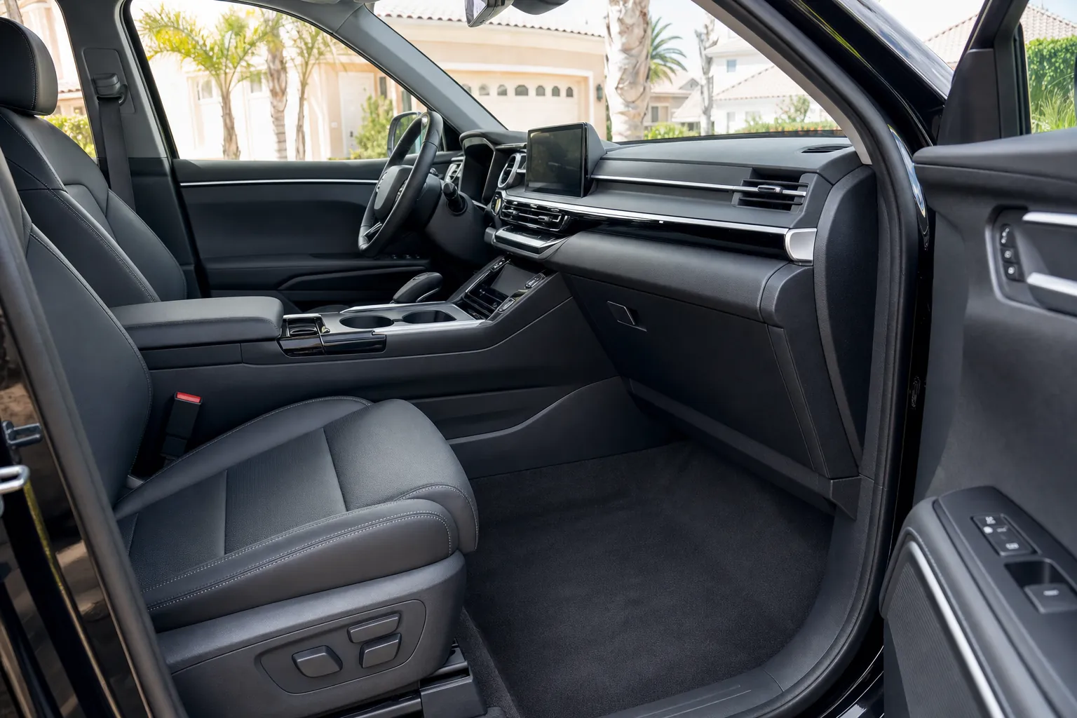 Detailed vehicle interior with clean seats and trim