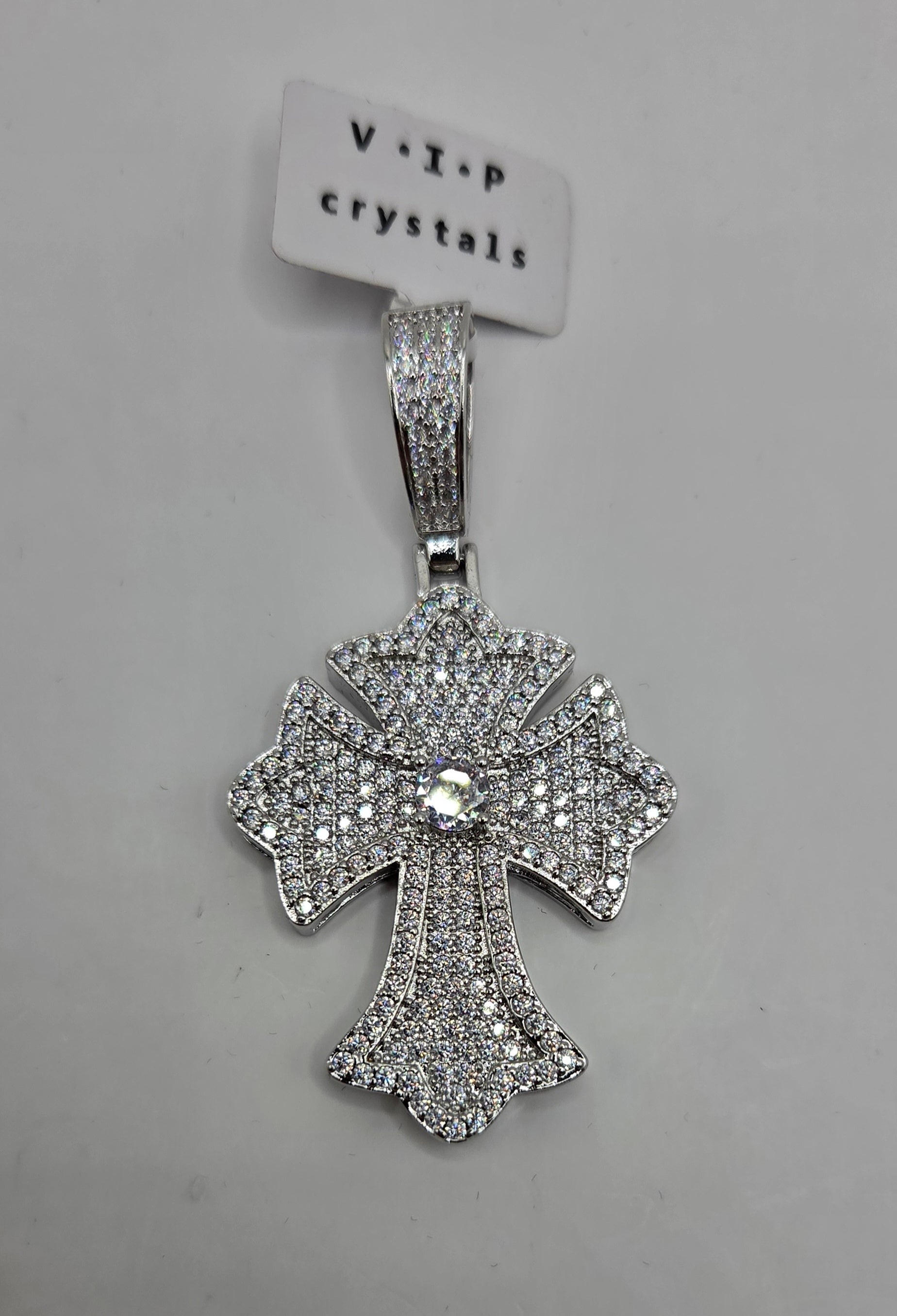 Gold-filled black and gold crystal cross pendant