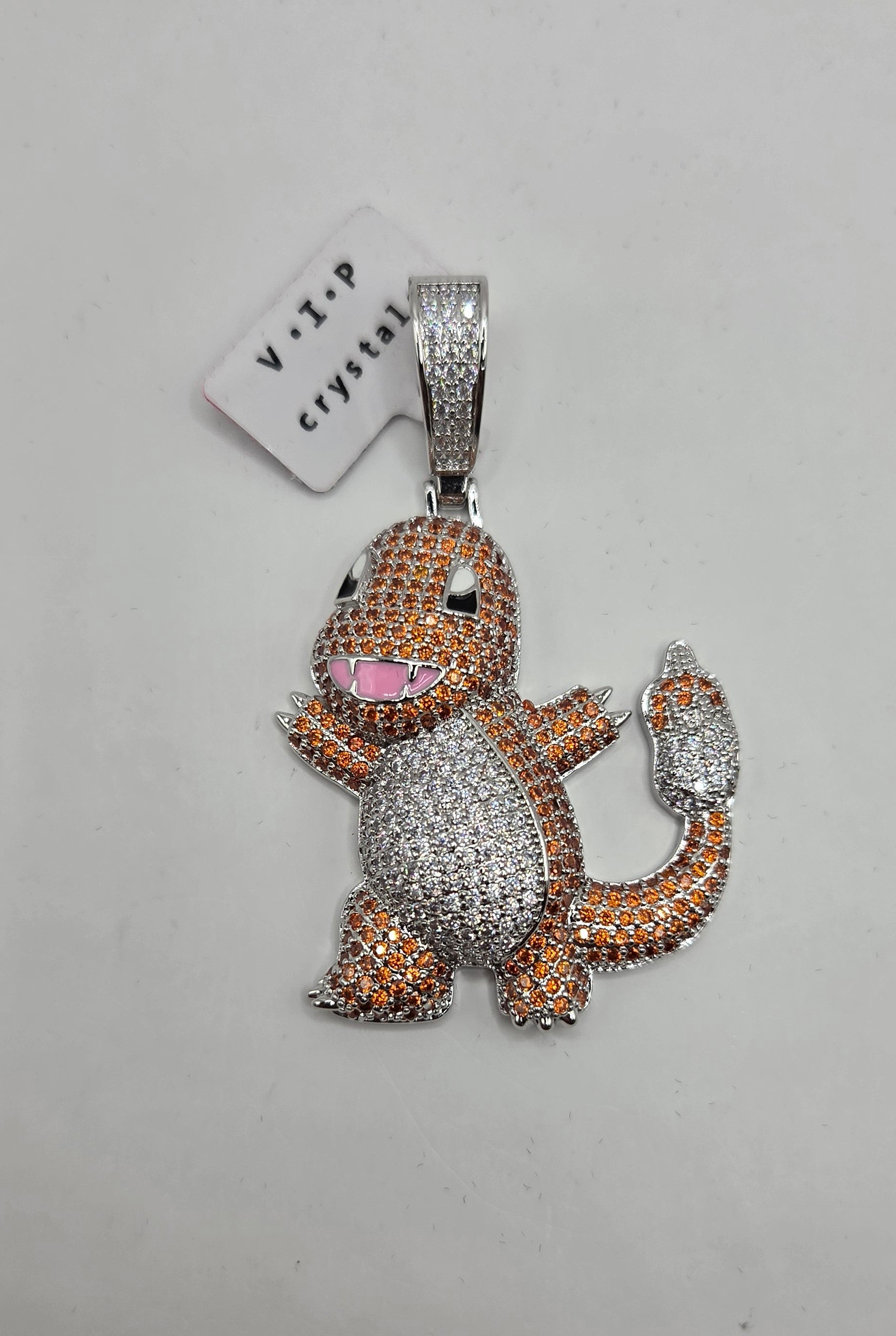 Gold-filled crystal Charmander pendant