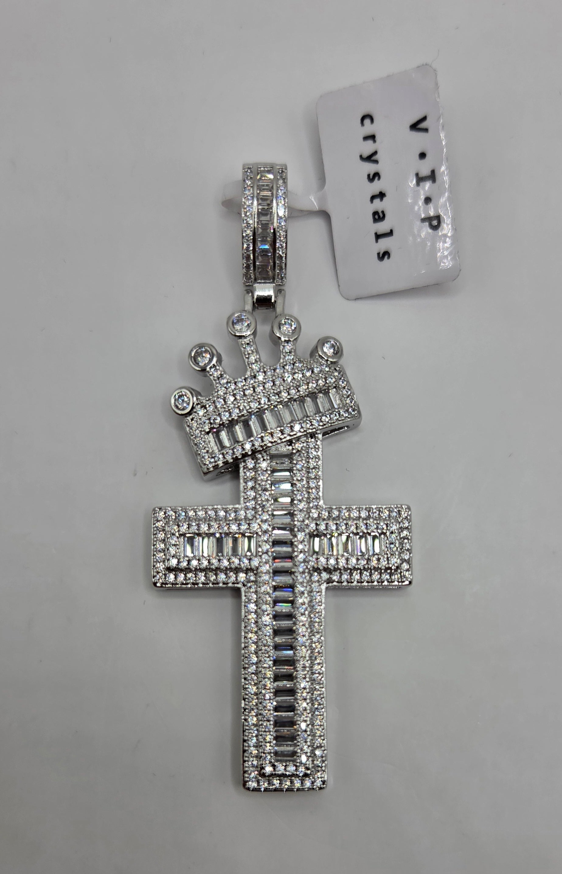 Gold-filled iced-out king cross pendant with crystal details