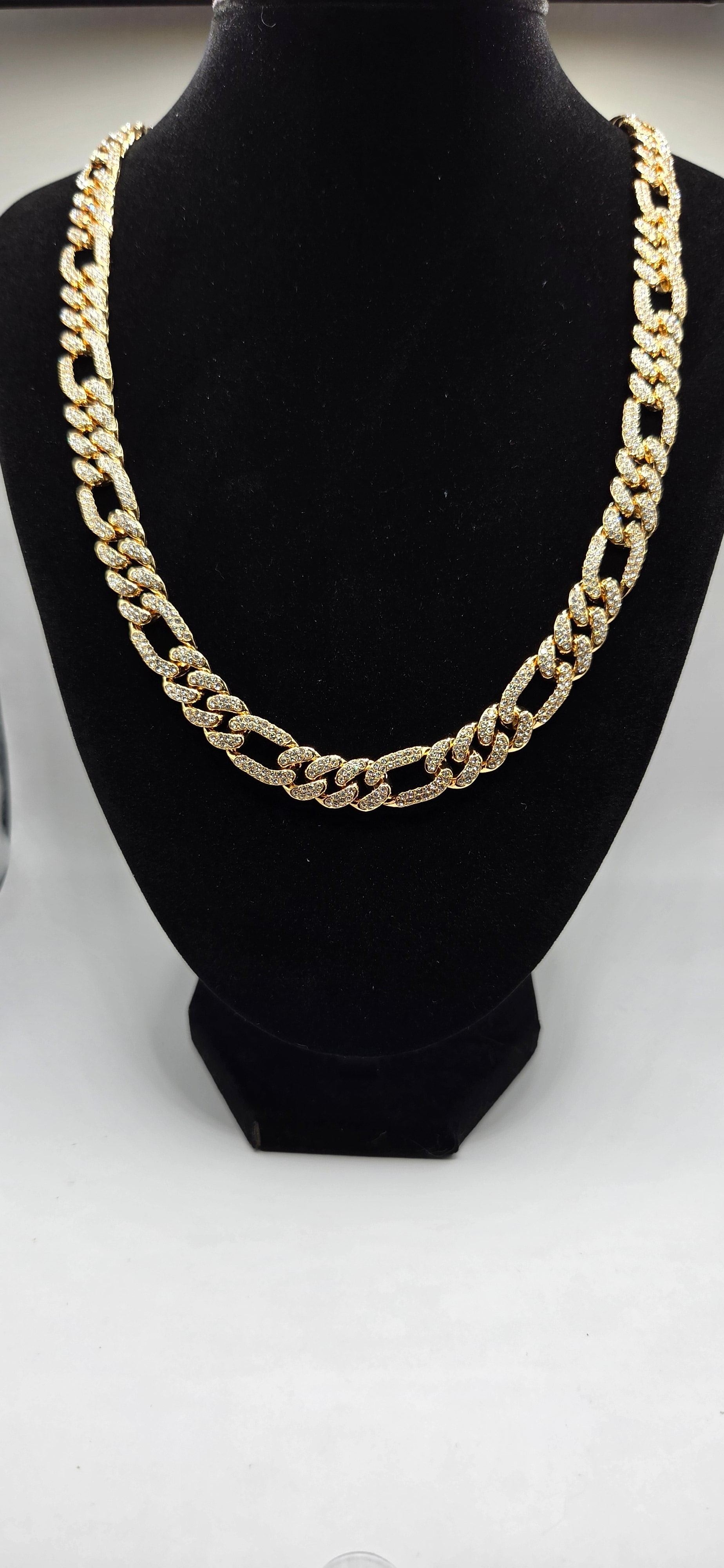 Gold-toned iced-out chain with crystal details