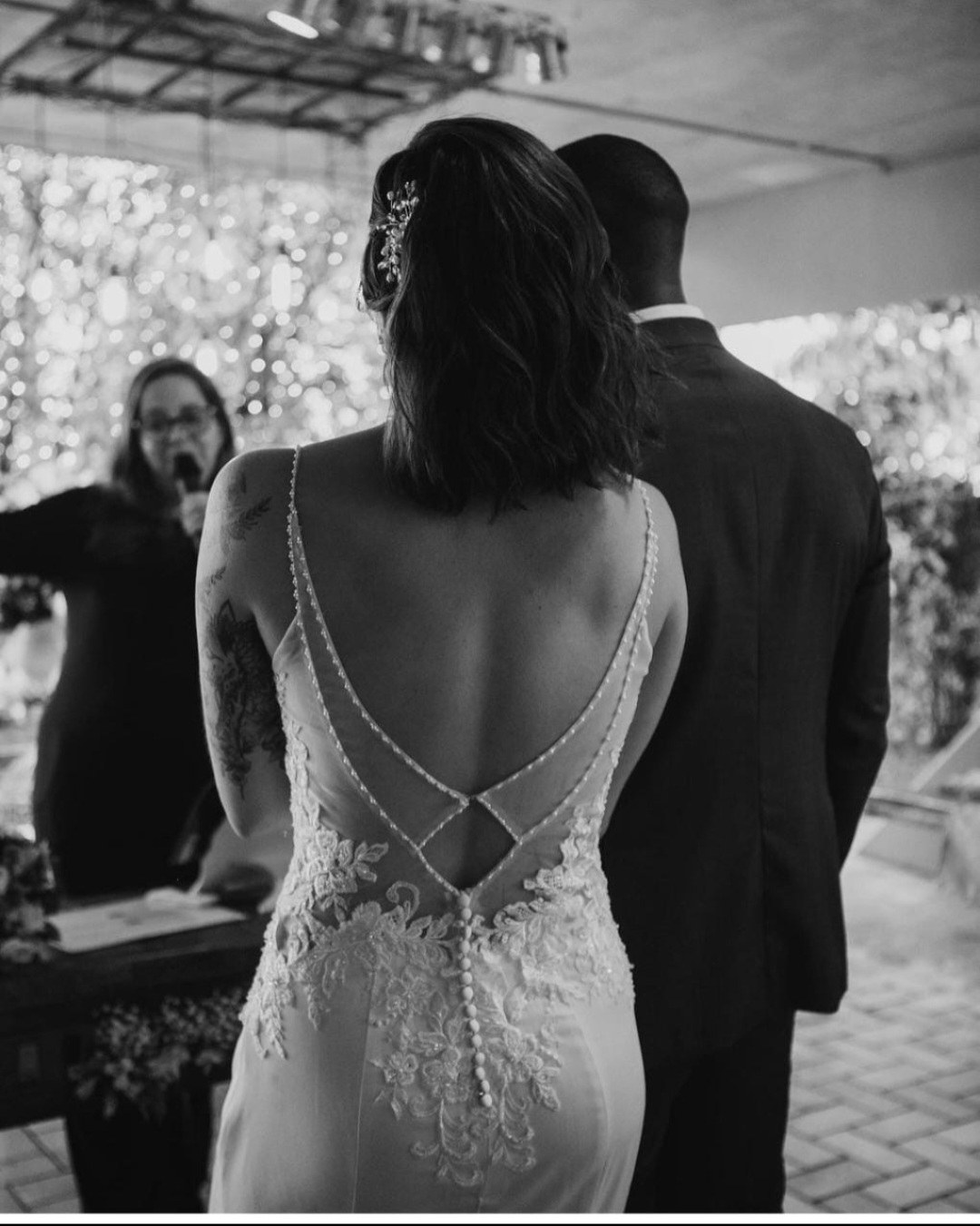 A bride standing during a wedding ceremony