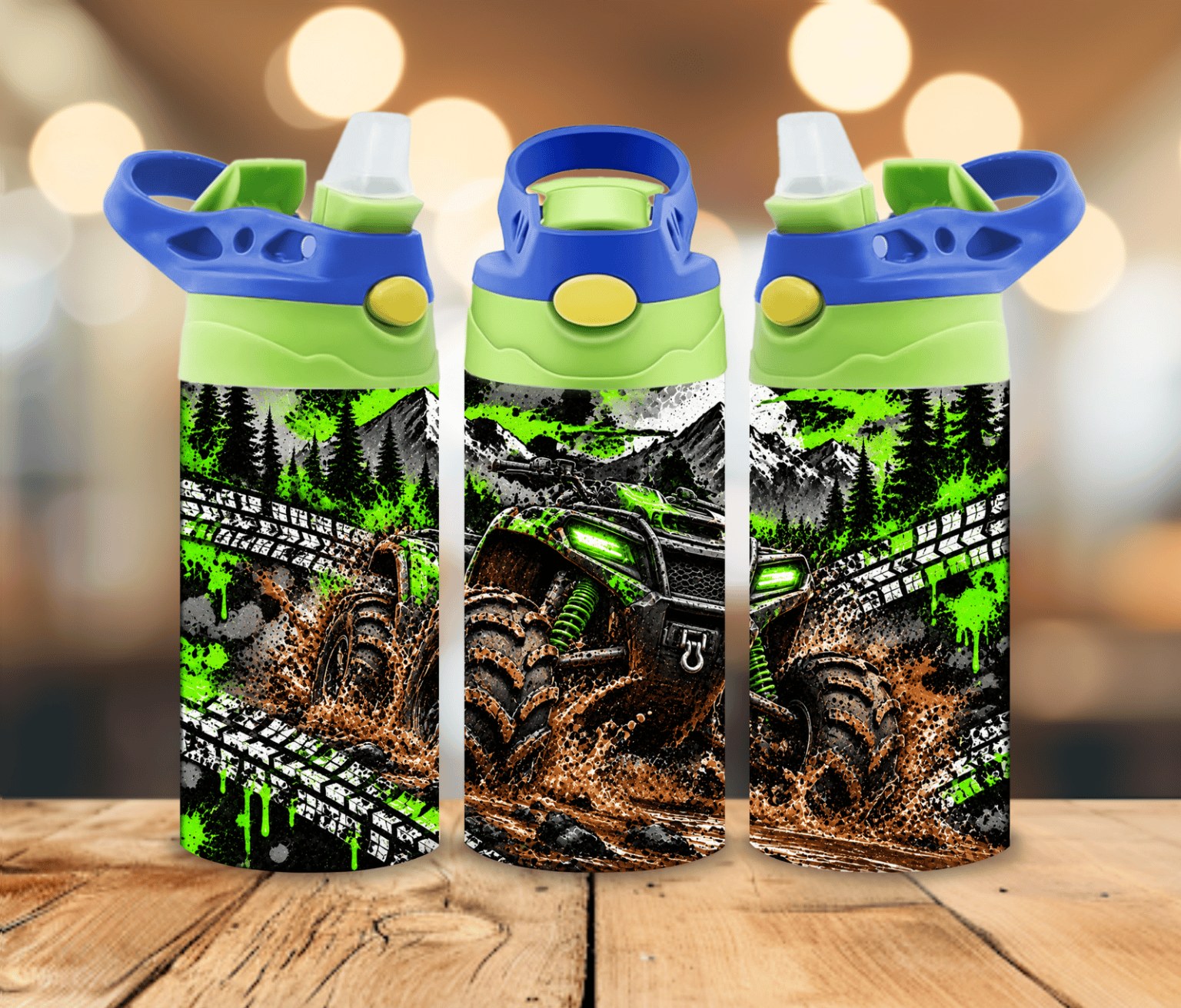 12 oz ATV Four Wheeler Kids Water Bottle | Mud Riding Off Road Bottle