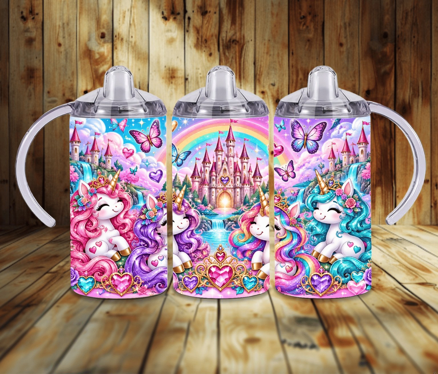 12 oz Magical Unicorn Grow With Me Sippy Cup | Rainbow Unicorn Princess Cup 