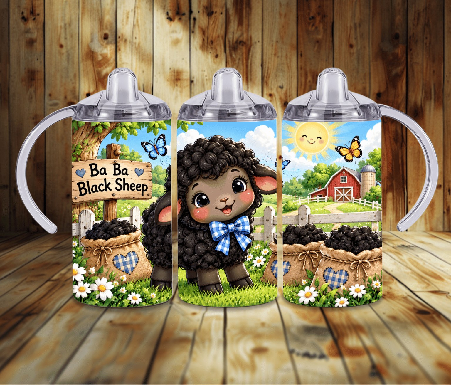 Baa Baa Black Sheep 12 oz Grow With Me Sippy Cup | Farm Animal Toddler Tumbler | 2-in-1 Kids Cup