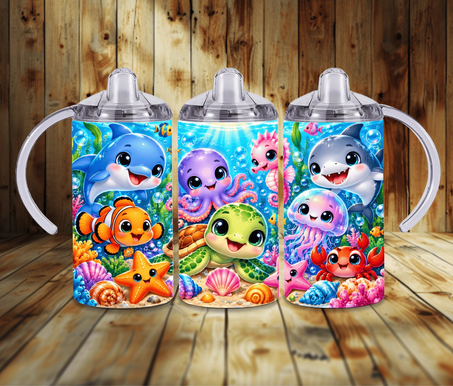 Baby Ocean Animals 12 oz Grow With Me Sippy Cup | Under the Sea Toddler Tumbler | 2-in-1 Kids Cup