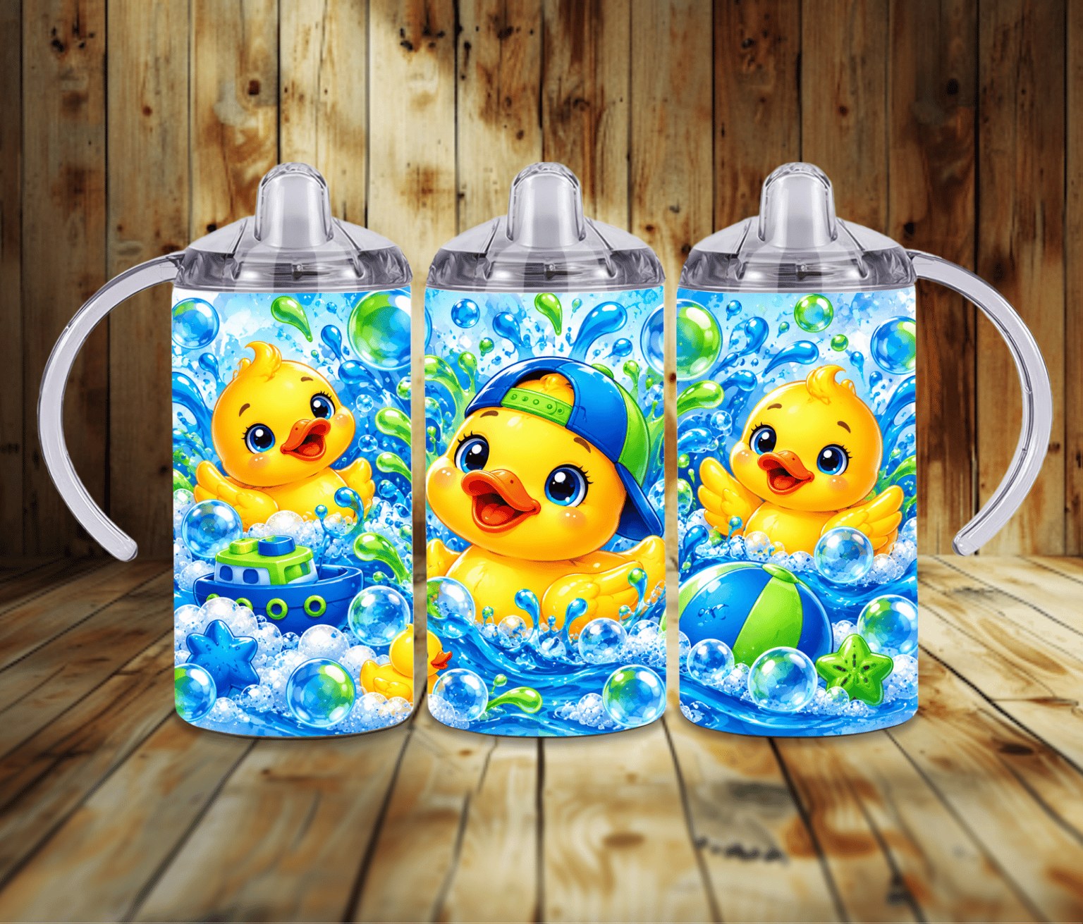 Blue & Green Rubber Ducky 12 oz Grow With Me Sippy Cup – 2-in-1 Toddler Tumbler