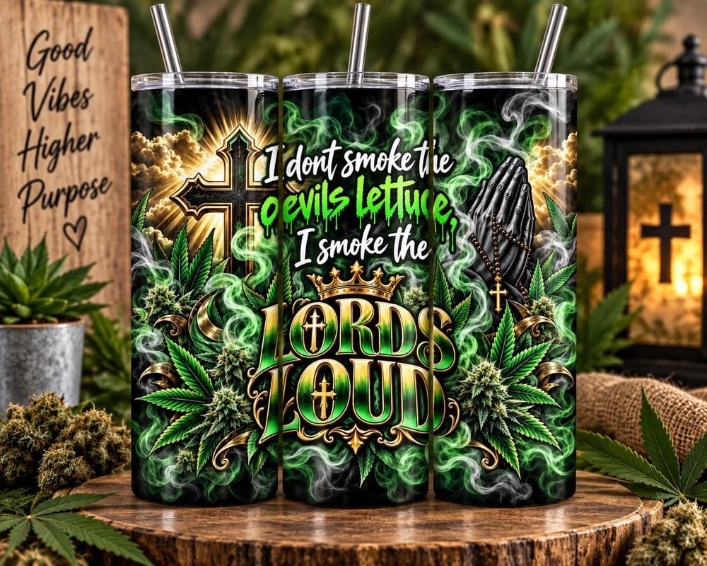Christian Cannabis Tumbler 20oz | Lord’s Loud Tumbler | Devil’s Lettuce Funny Weed Cup | Fait...