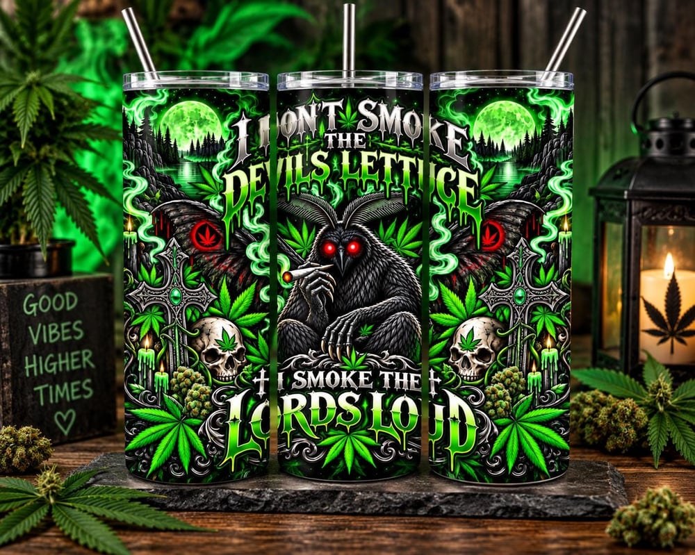 Gothic Cannabis Tumbler | Mothman Inspired 20oz Skinny Tumbler | Lord’s Loud Weed Cup | Stoner ...