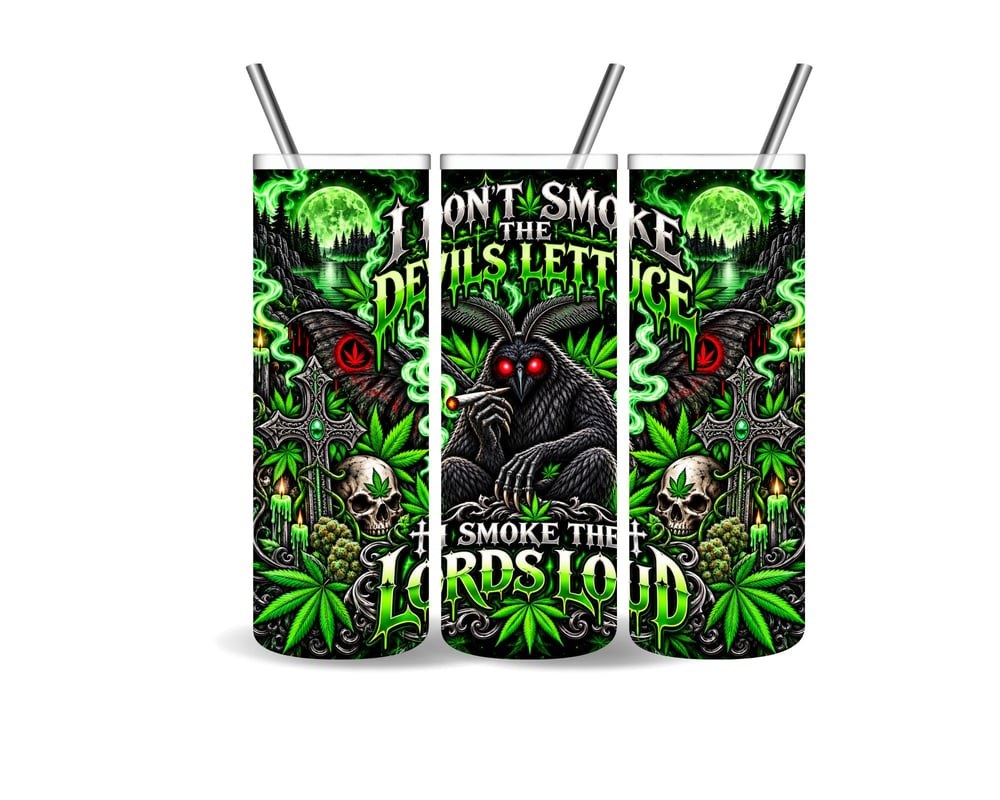 Gothic Cannabis Tumbler | Mothman Inspired 20oz Skinny Tumbler | Lord’s Loud Weed Cup | Stoner ..., view 2