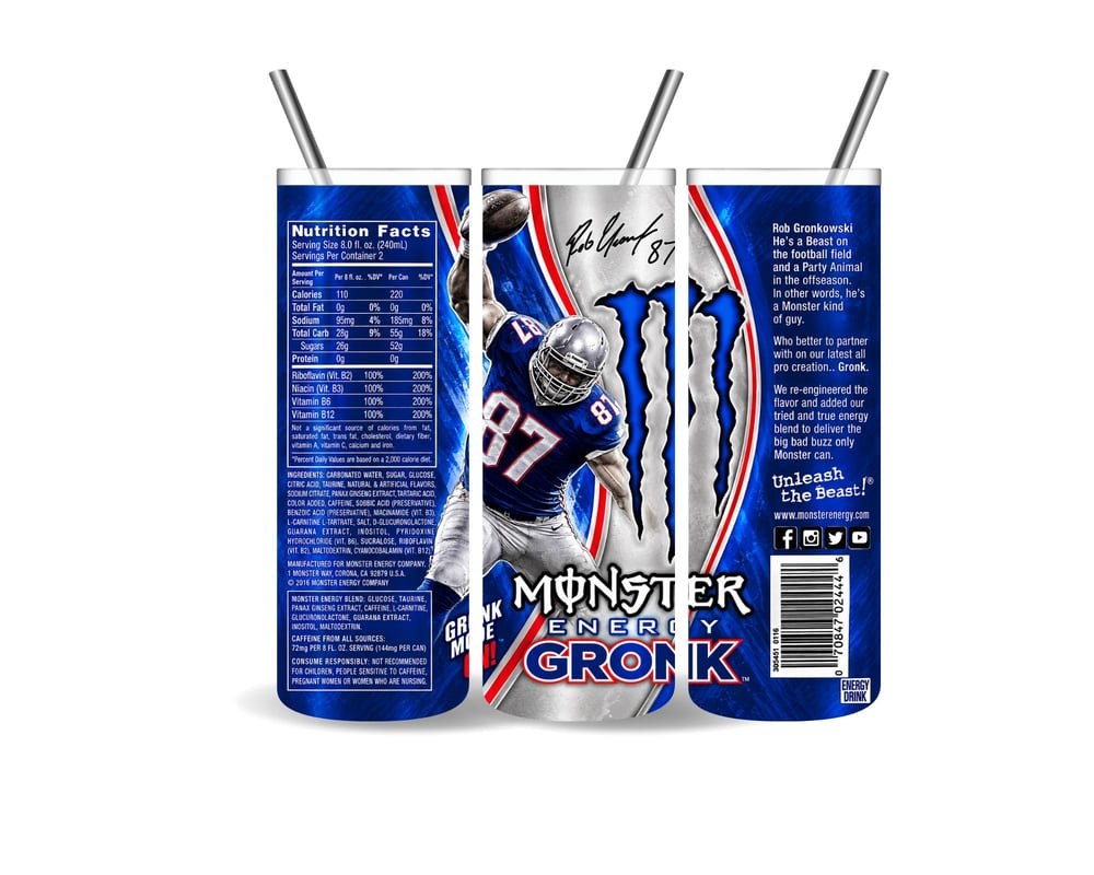Gronk Monster Energy Football Tumbler | 20oz Stainless Steel Cup (87), view 2