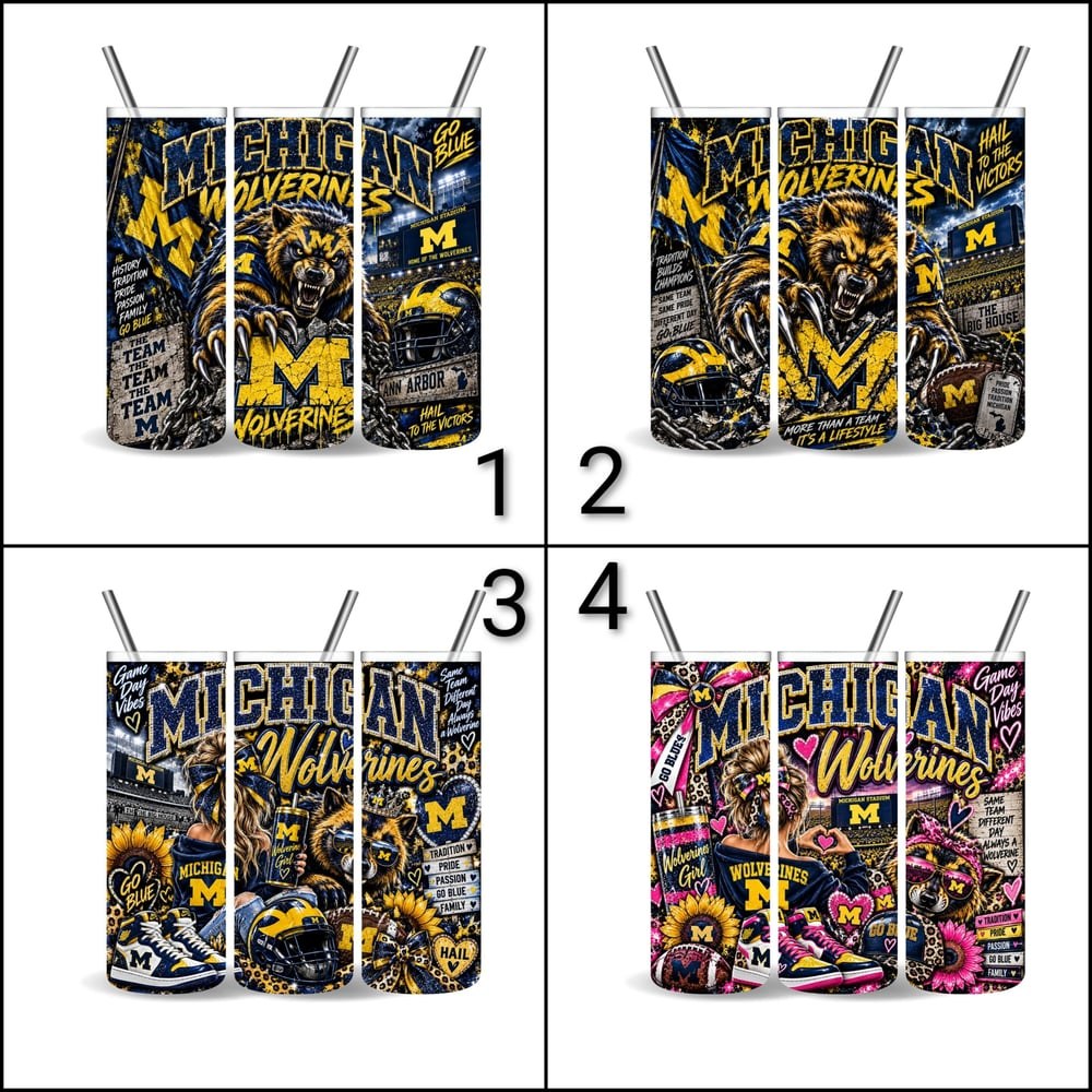 Michigan Wolverines 20oz Tumbler | Football Fan Gift (4 Designs)