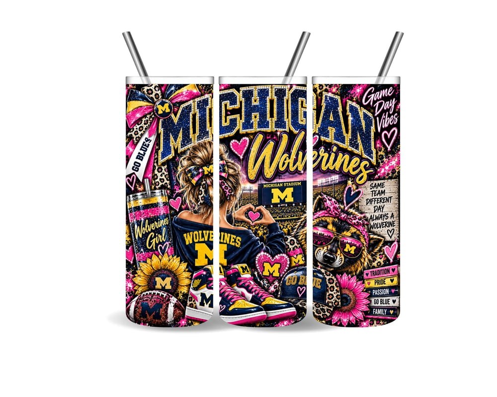Michigan Wolverines 20oz Tumbler | Football Fan Gift (4 Designs), view 2