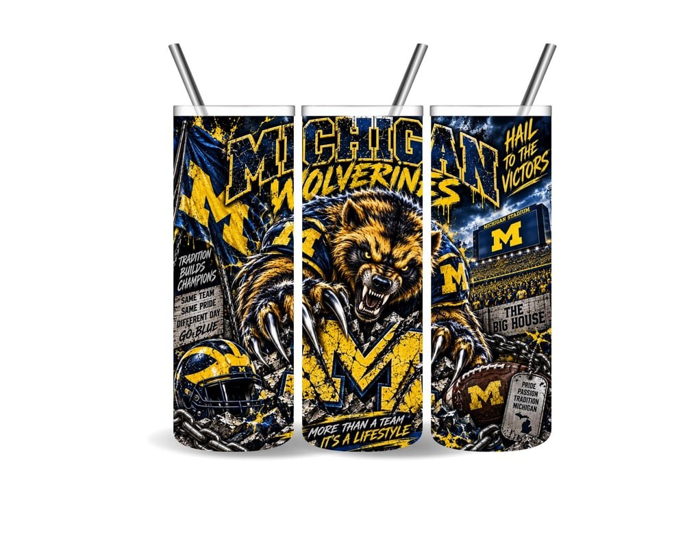 Michigan Wolverines 20oz Tumbler | Football Fan Gift (4 Designs), view 4