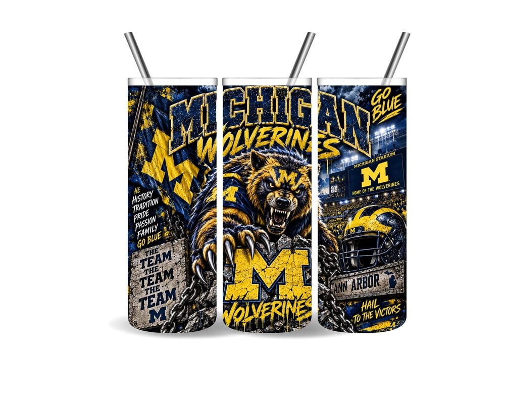 Michigan Wolverines 20oz Tumbler | Football Fan Gift (4 Designs), view 5