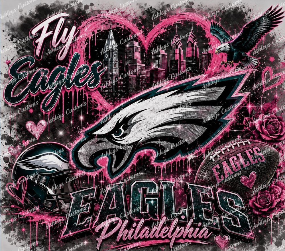 Pink Philadelphia Eagles 20 oz Tumbler | Fly Eagles Football Cup | Philly Fan Gift, view 2