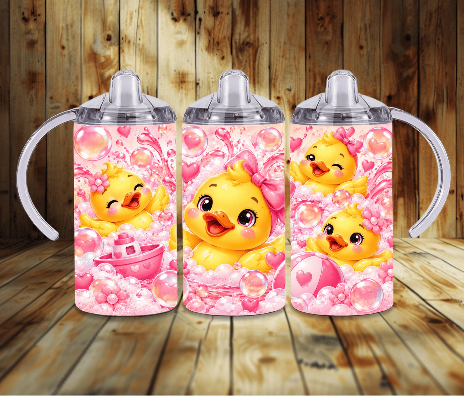 Pink Rubber Ducky 12 oz Grow With Me Sippy Cup | Baby Girl Duck Tumbler