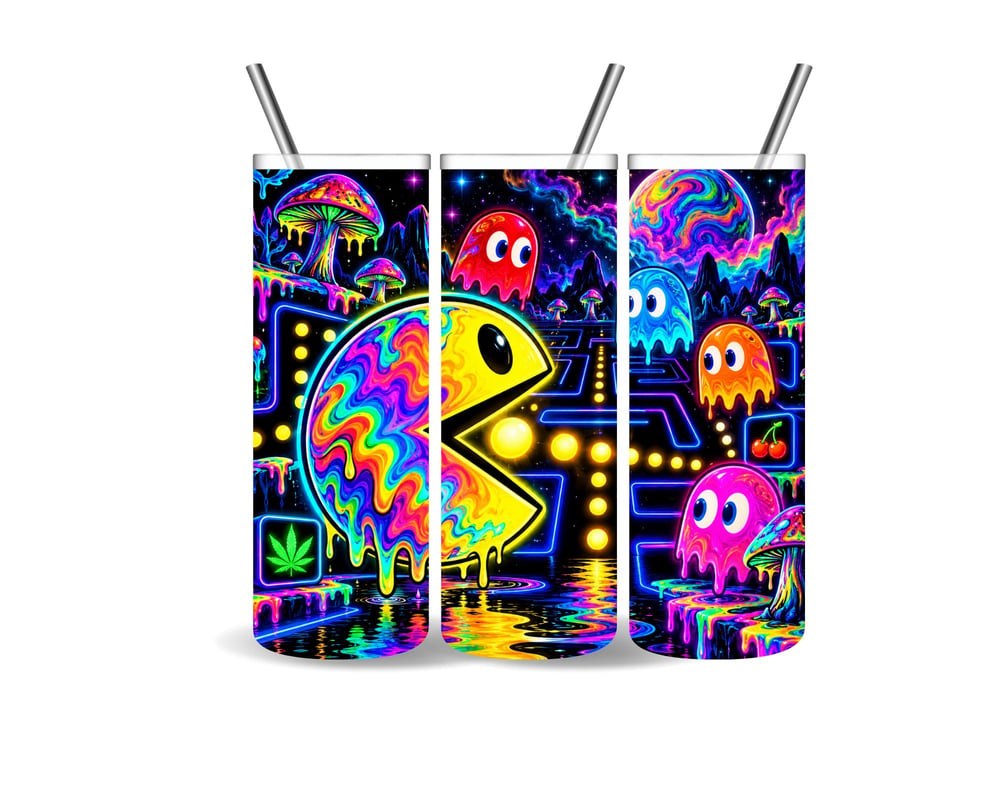 Psychedelic Arcade Tumbler | 20oz Gamer Mushroom Cup (Handmade), view 2
