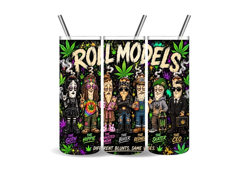 Roll Models 20oz Tumbler | Funny Cannabis Tumbler | Stoner Characters Cup | Weed Lover Gift | Hip..., view 2