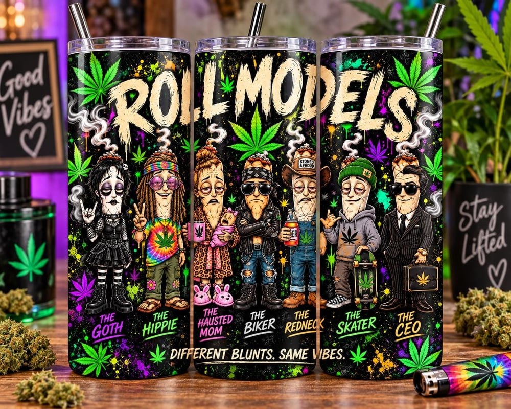 Roll Models 20oz Tumbler | Funny Cannabis Tumbler | Stoner Characters Cup | Weed Lover Gift | Hip...