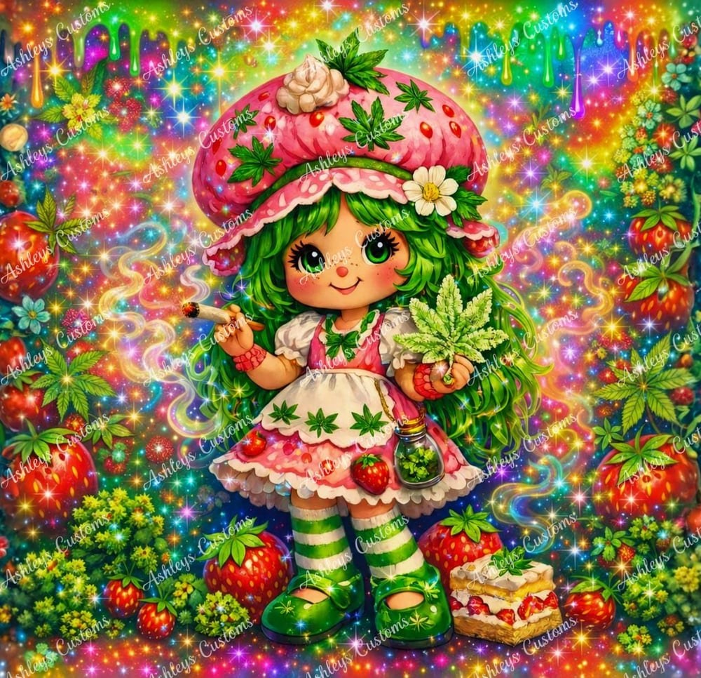 Strawberry Stoner 20 oz Tumbler | Cute 420 Tumbler | Strawberry Cannabis Inspired Cup | Colorful ..., view 2