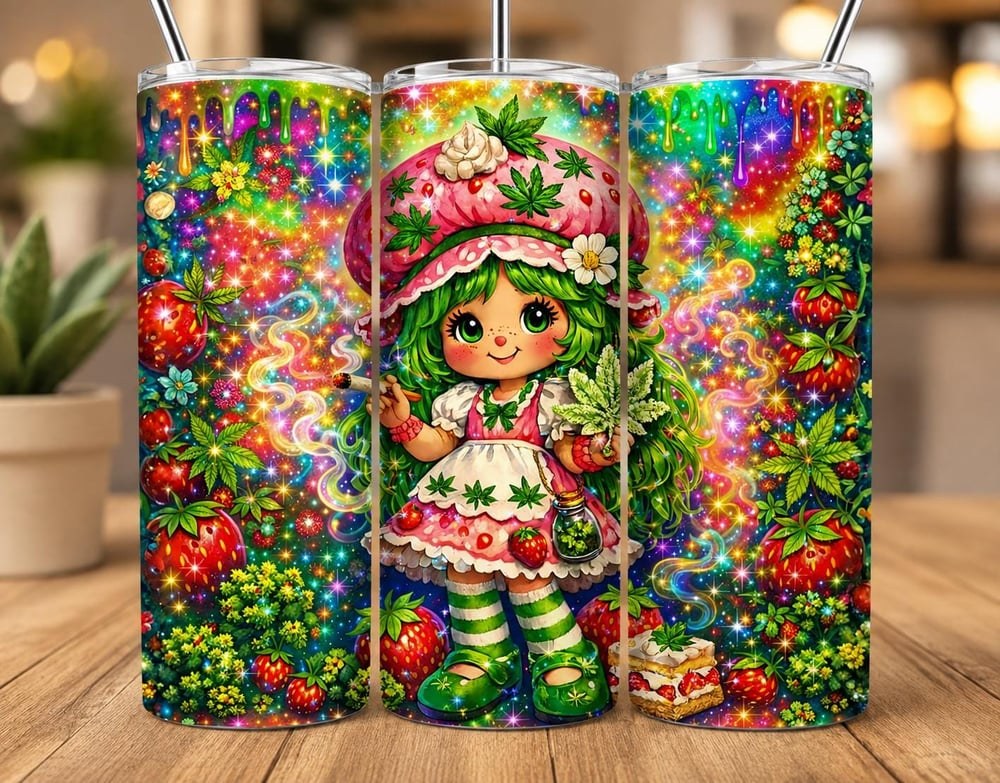 Strawberry Stoner 20 oz Tumbler | Cute 420 Tumbler | Strawberry Cannabis Inspired Cup | Colorful ...