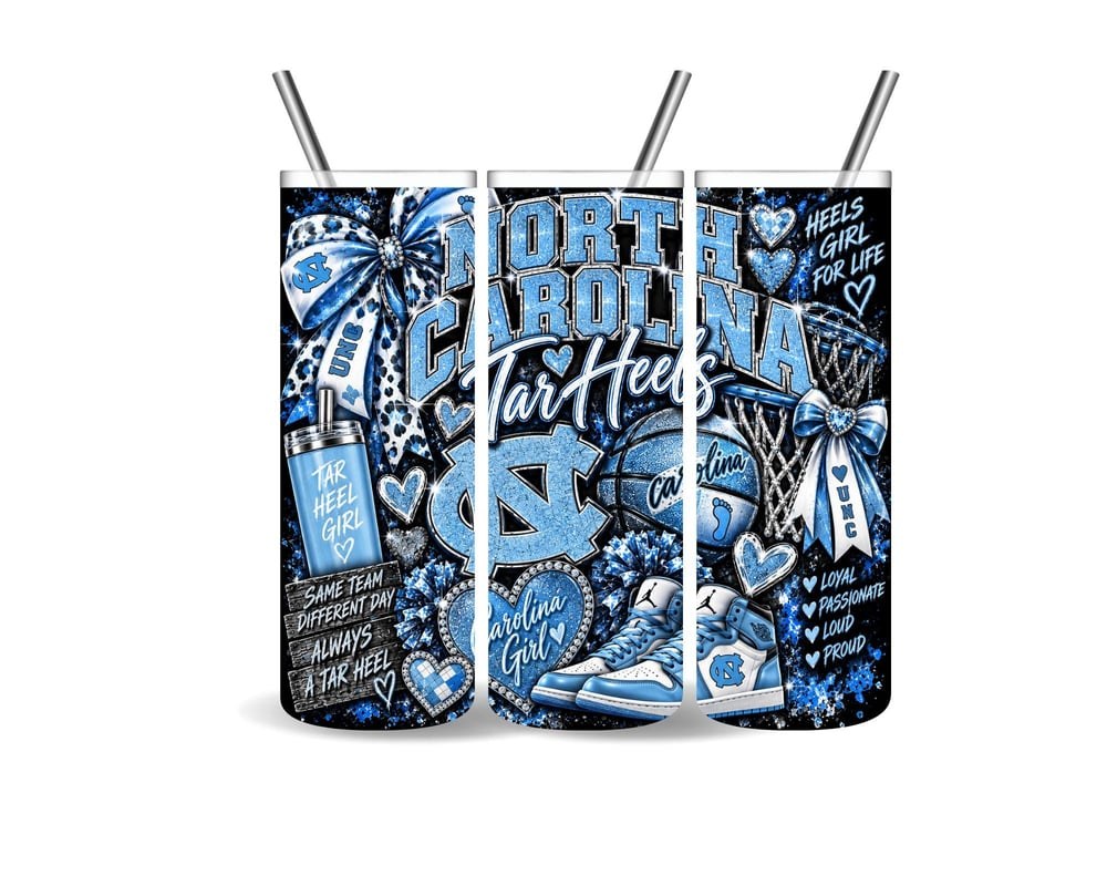 UNC Tar Heels 20oz Tumbler | Basketball Fan Cup (Design Choice), view 2