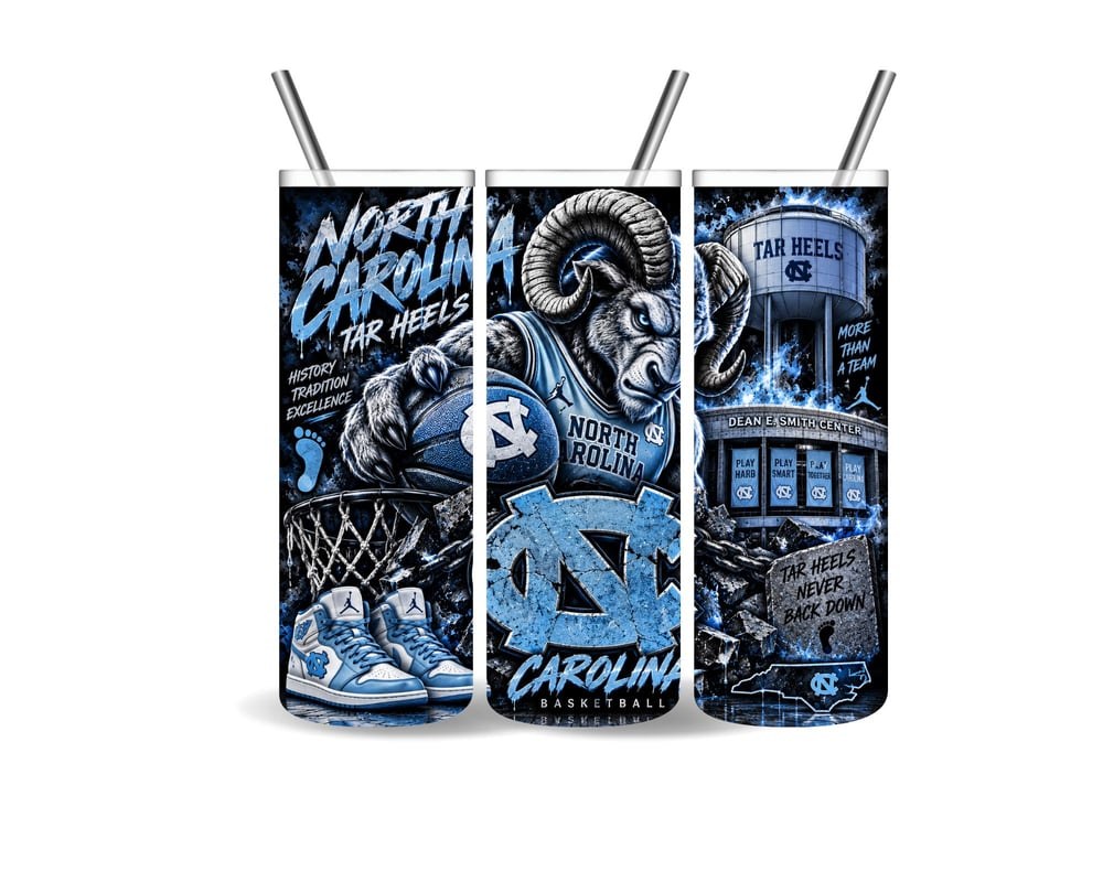 UNC Tar Heels 20oz Tumbler | Basketball Fan Cup (Design Choice), view 3