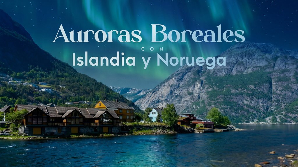 View from Auroras Boreales con Islandia y Noruega