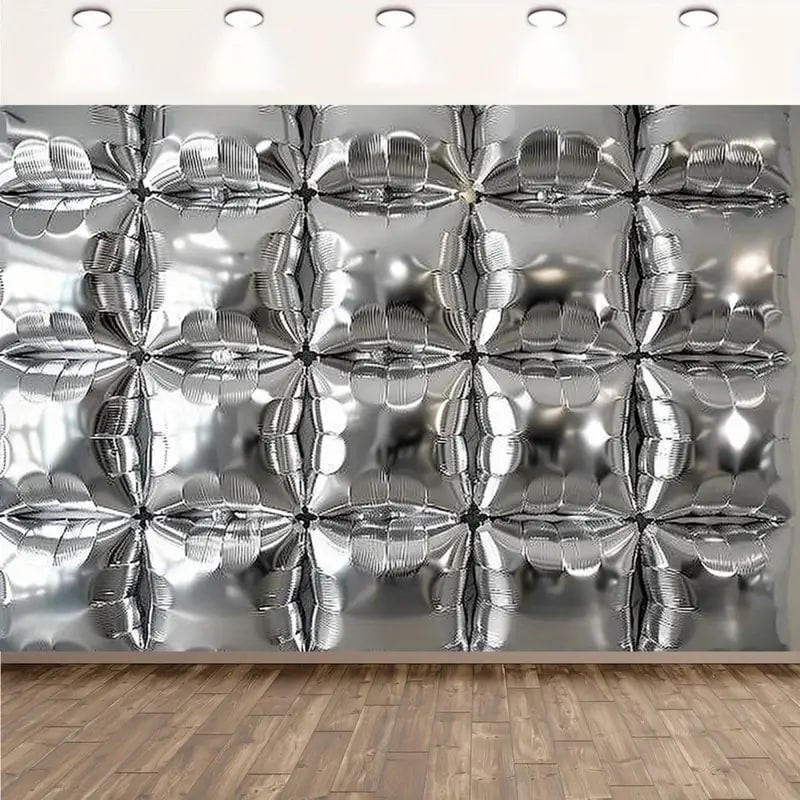 Silver balloon wall for a Seaside Beach celebration
