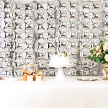 Silver balloon wall with a classic square pattern