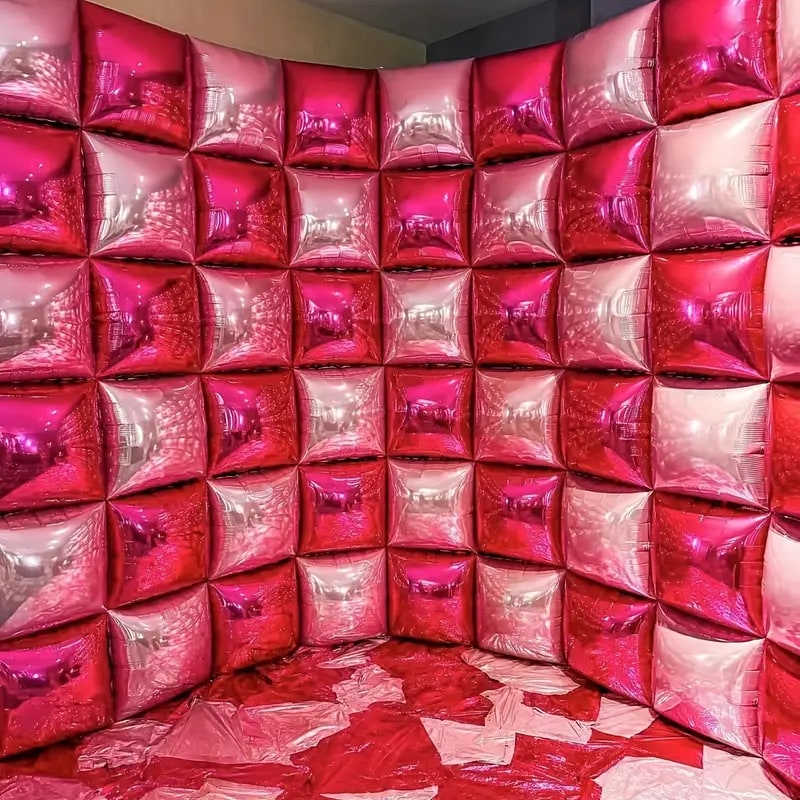 Valentine’s Day pink and red balloon wall