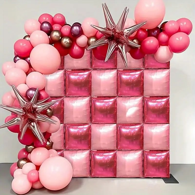 Pink balloon wall with organic balloons for a Myrtle Beach event