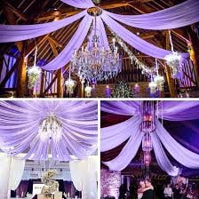 Chiffon tent draping over an outdoor wedding reception