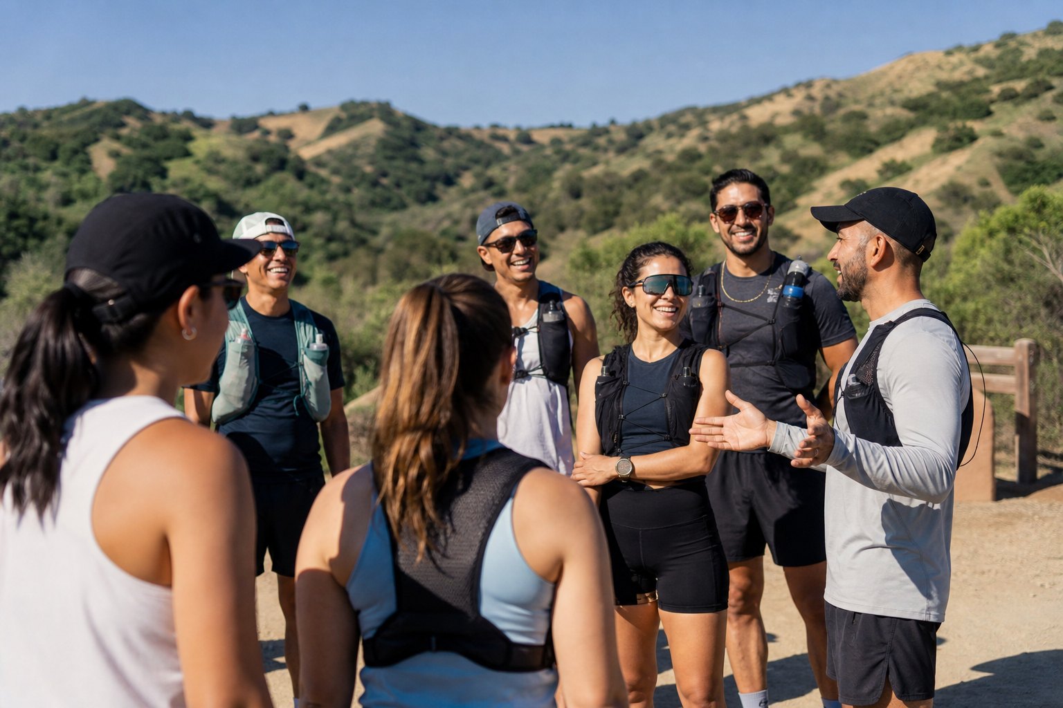 Runners gathering at a Chino Hills trailhead