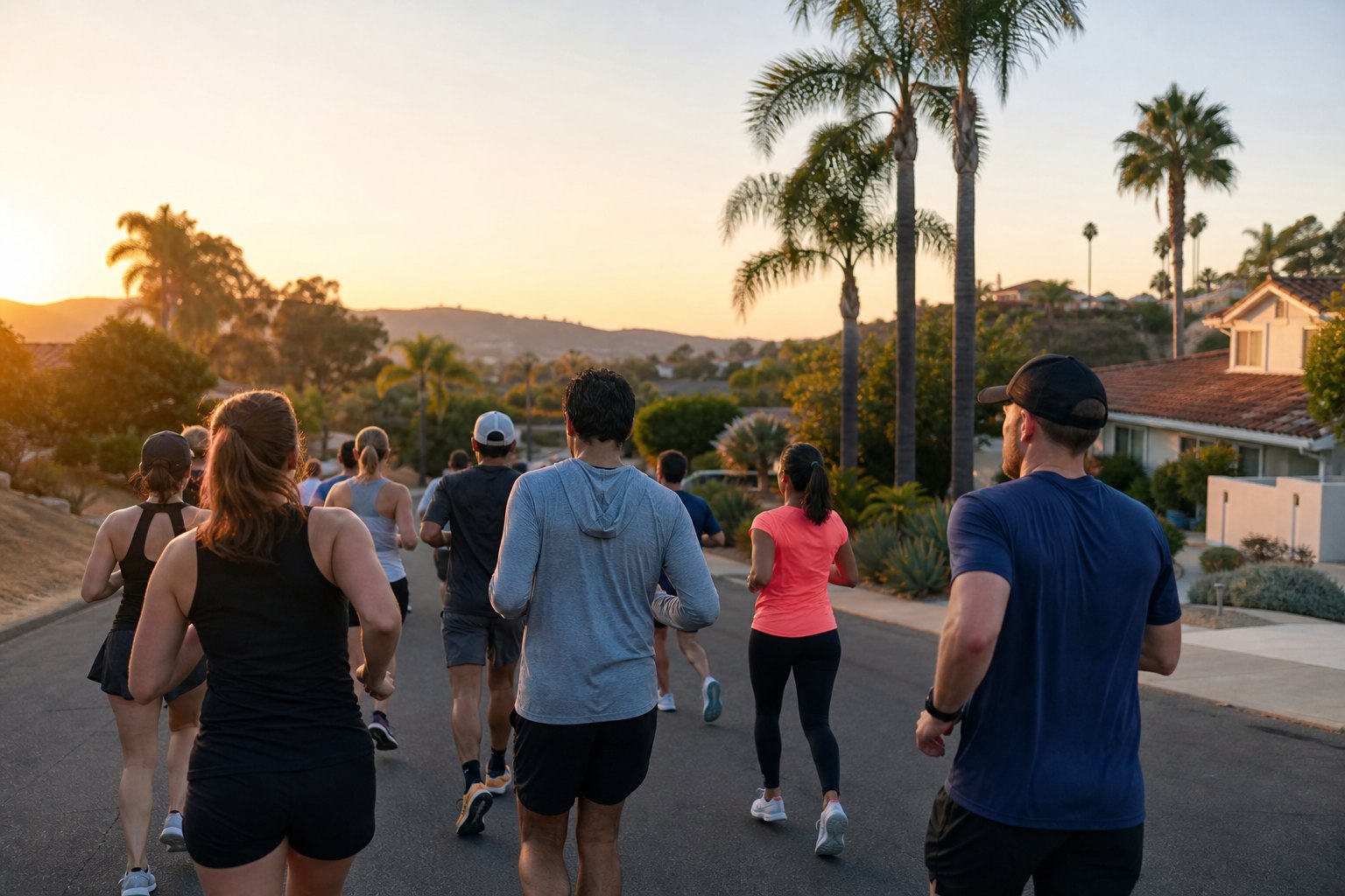 Runners setting off on a North County neighborhood run